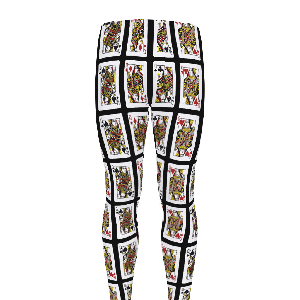 Four Queens Playing Cards Pattern Print Men's leggings