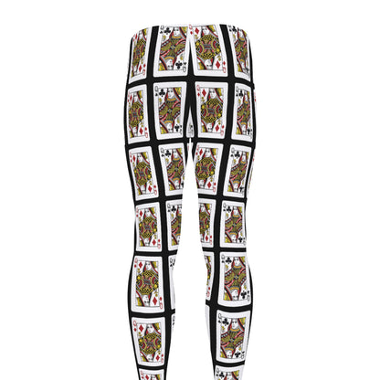 Four Queens Playing Cards Pattern Print Men's leggings
