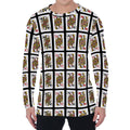 Four Queens Playing Cards Pattern Print Men's Long Sleeve T-Shirt