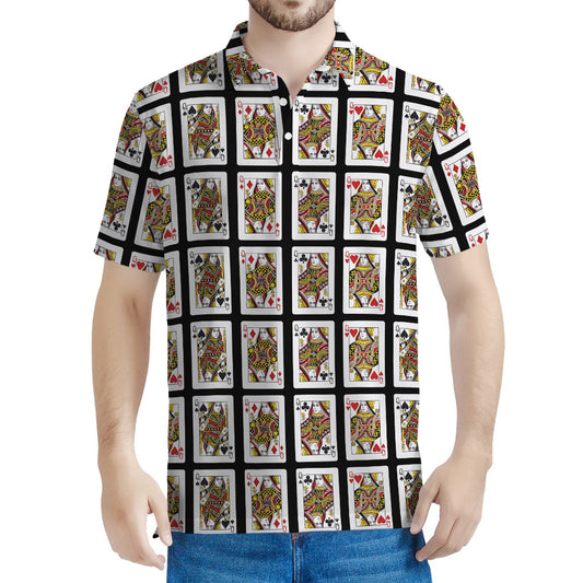 Four Queens Playing Cards Pattern Print Men's Polo Shirt