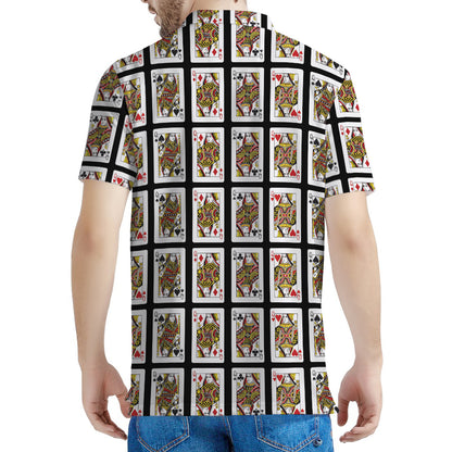 Four Queens Playing Cards Pattern Print Men's Polo Shirt