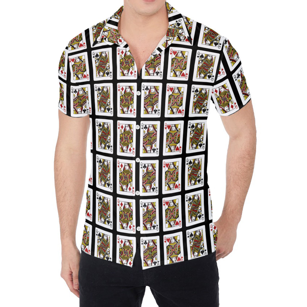 Four Queens Playing Cards Pattern Print Men's Shirt