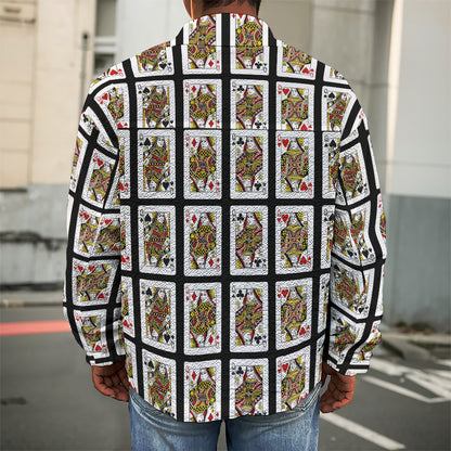 Four Queens Playing Cards Pattern Print Men's Shirt Jacket