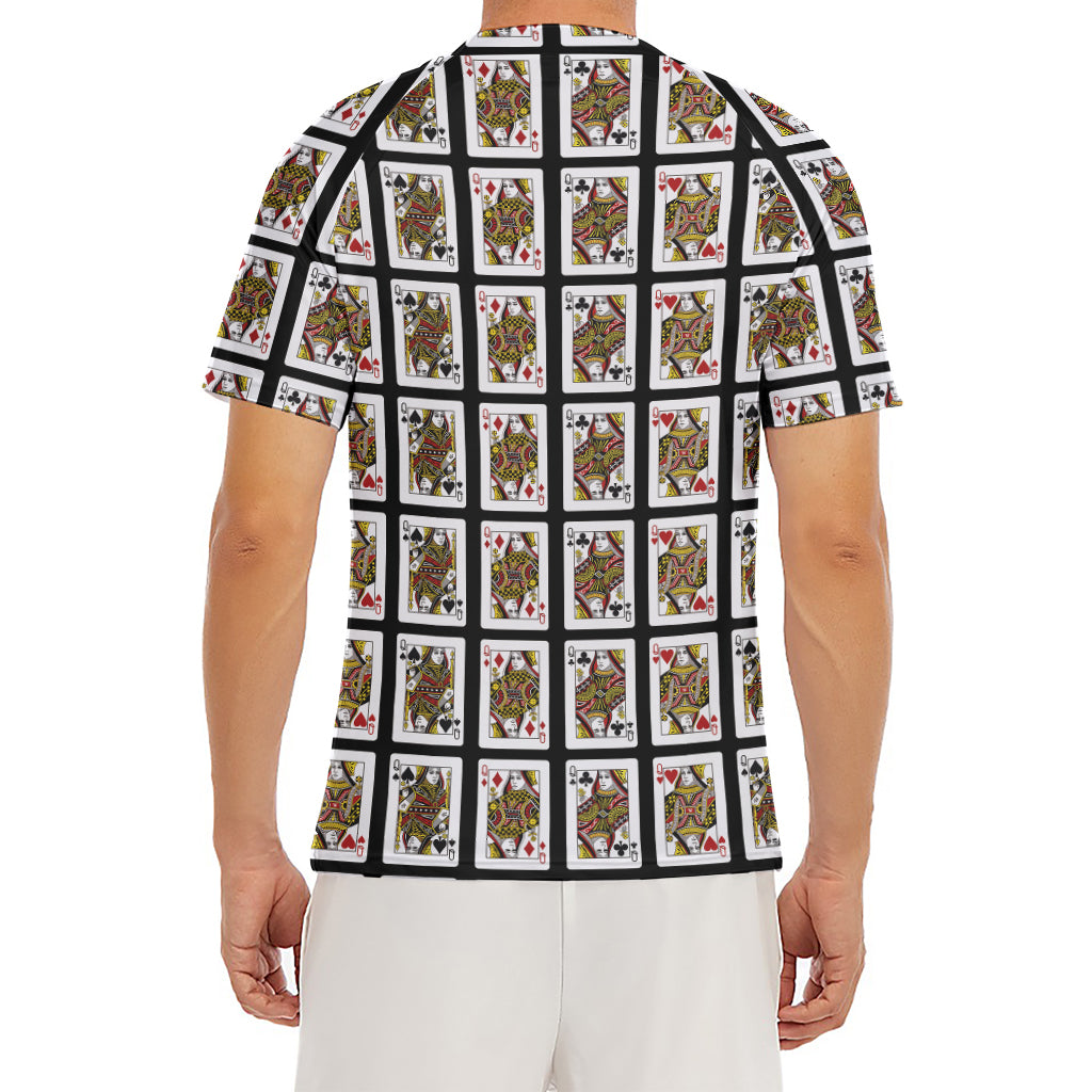 Four Queens Playing Cards Pattern Print Men's Short Sleeve Rash Guard