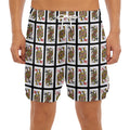 Four Queens Playing Cards Pattern Print Men's Split Running Shorts