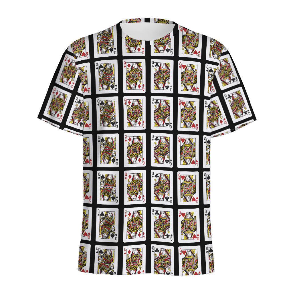 Four Queens Playing Cards Pattern Print Men's Sports T-Shirt
