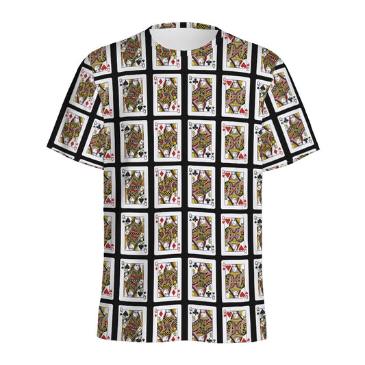 Four Queens Playing Cards Pattern Print Men's Sports T-Shirt