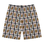 Four Queens Playing Cards Pattern Print Men's Swim Trunks