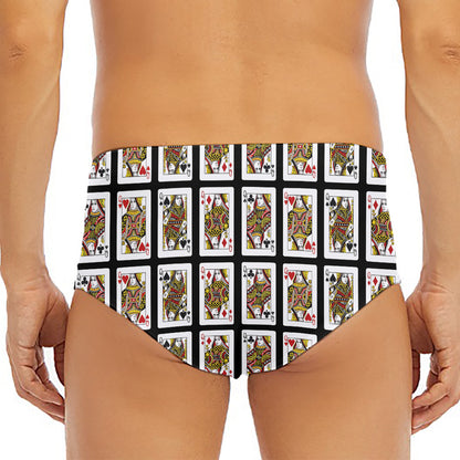 Four Queens Playing Cards Pattern Print Men's Triangle Swim Briefs