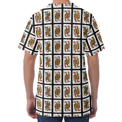 Four Queens Playing Cards Pattern Print Men's Velvet T-Shirt