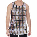 Four Queens Playing Cards Pattern Print Men's Velvet Tank Top