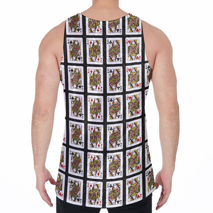 Four Queens Playing Cards Pattern Print Men's Velvet Tank Top