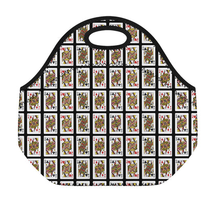 Four Queens Playing Cards Pattern Print Neoprene Lunch Bag