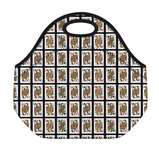 Four Queens Playing Cards Pattern Print Neoprene Lunch Bag