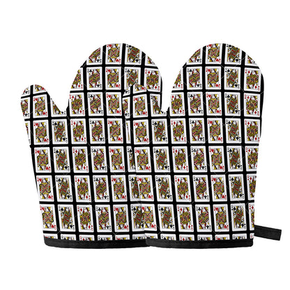 Four Queens Playing Cards Pattern Print Oven Mitts