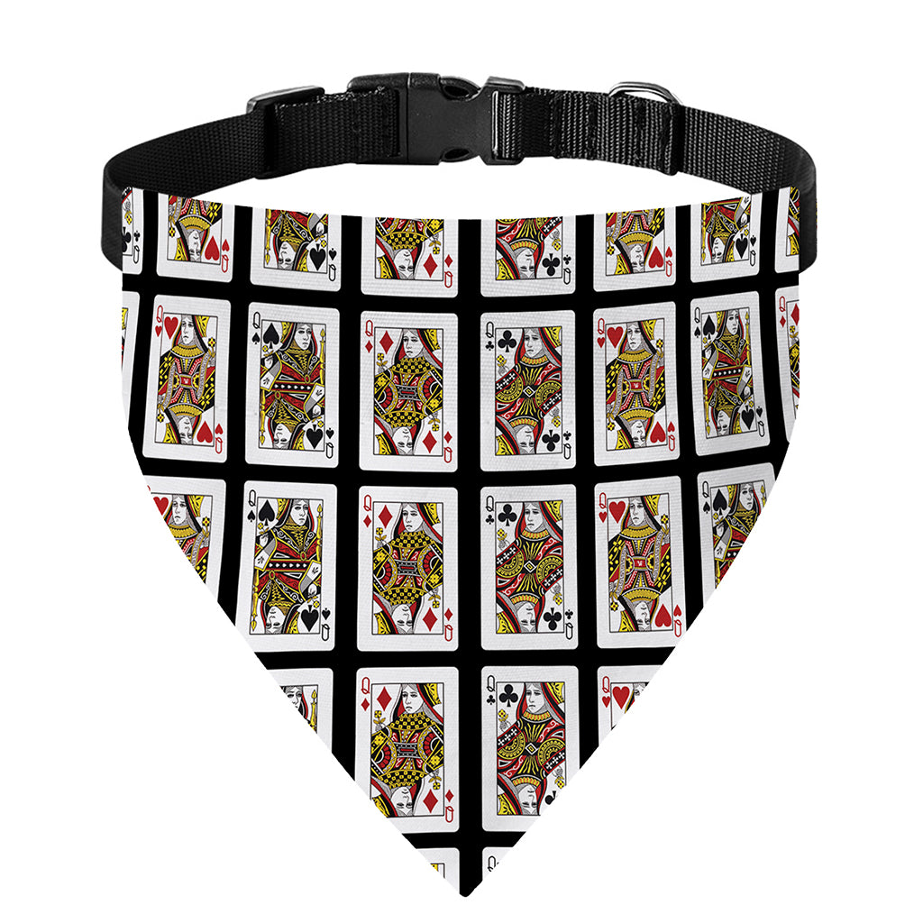Four Queens Playing Cards Pattern Print Over The Collar Dog Bandana
