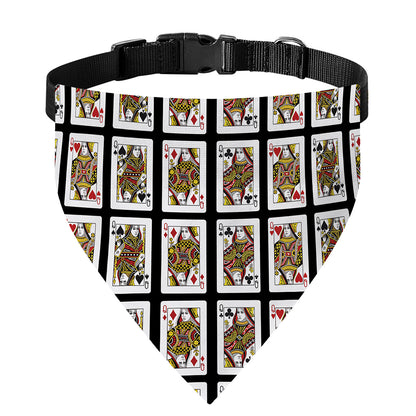 Four Queens Playing Cards Pattern Print Over The Collar Dog Bandana