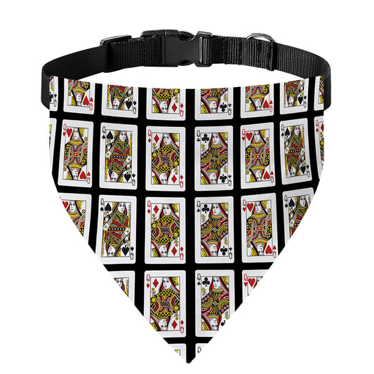 Four Queens Playing Cards Pattern Print Over The Collar Dog Bandana