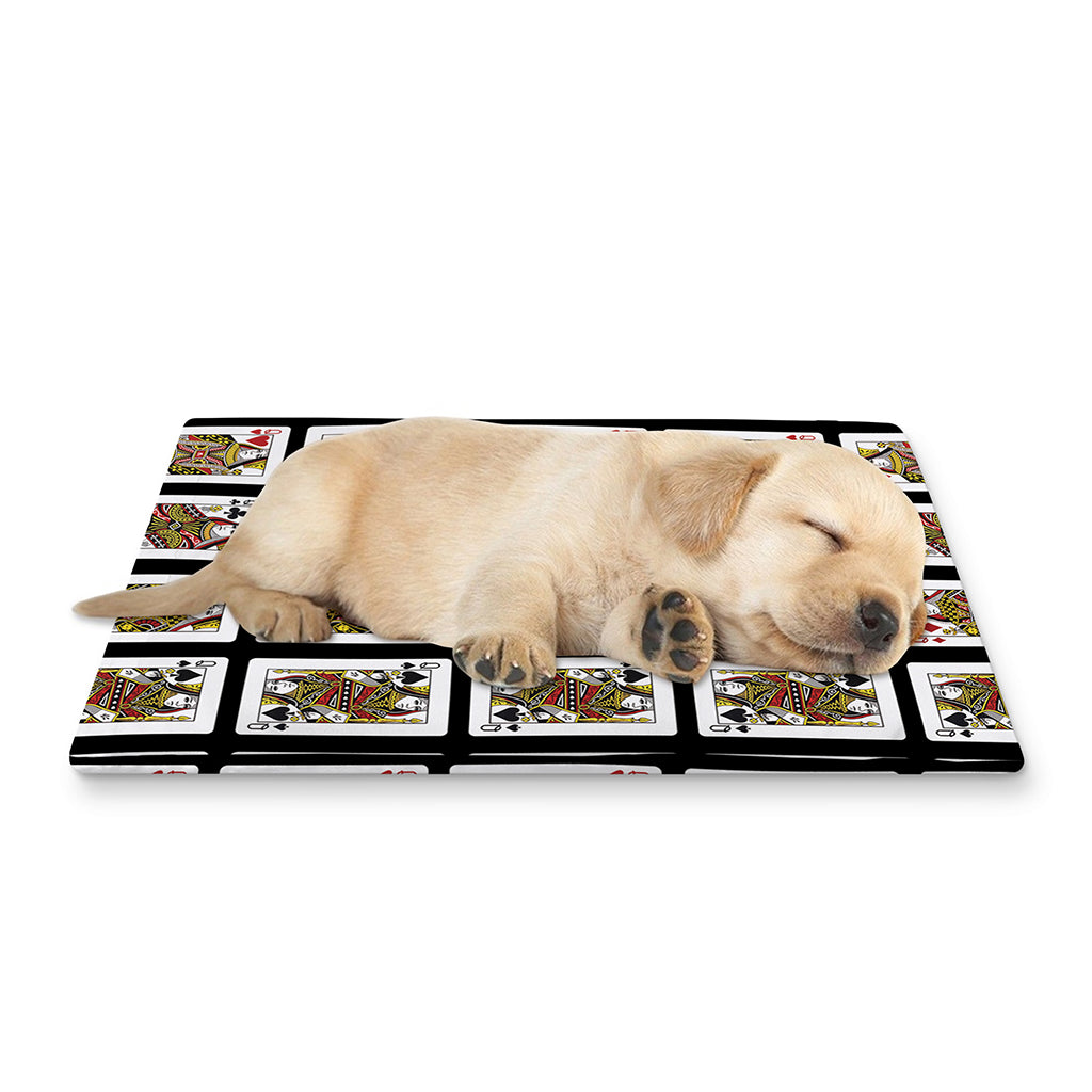 Four Queens Playing Cards Pattern Print Pet Cooling Mat Cover