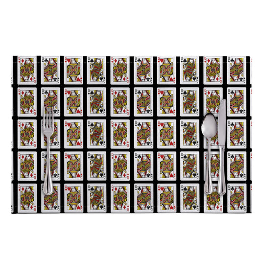 Four Queens Playing Cards Pattern Print Placemat