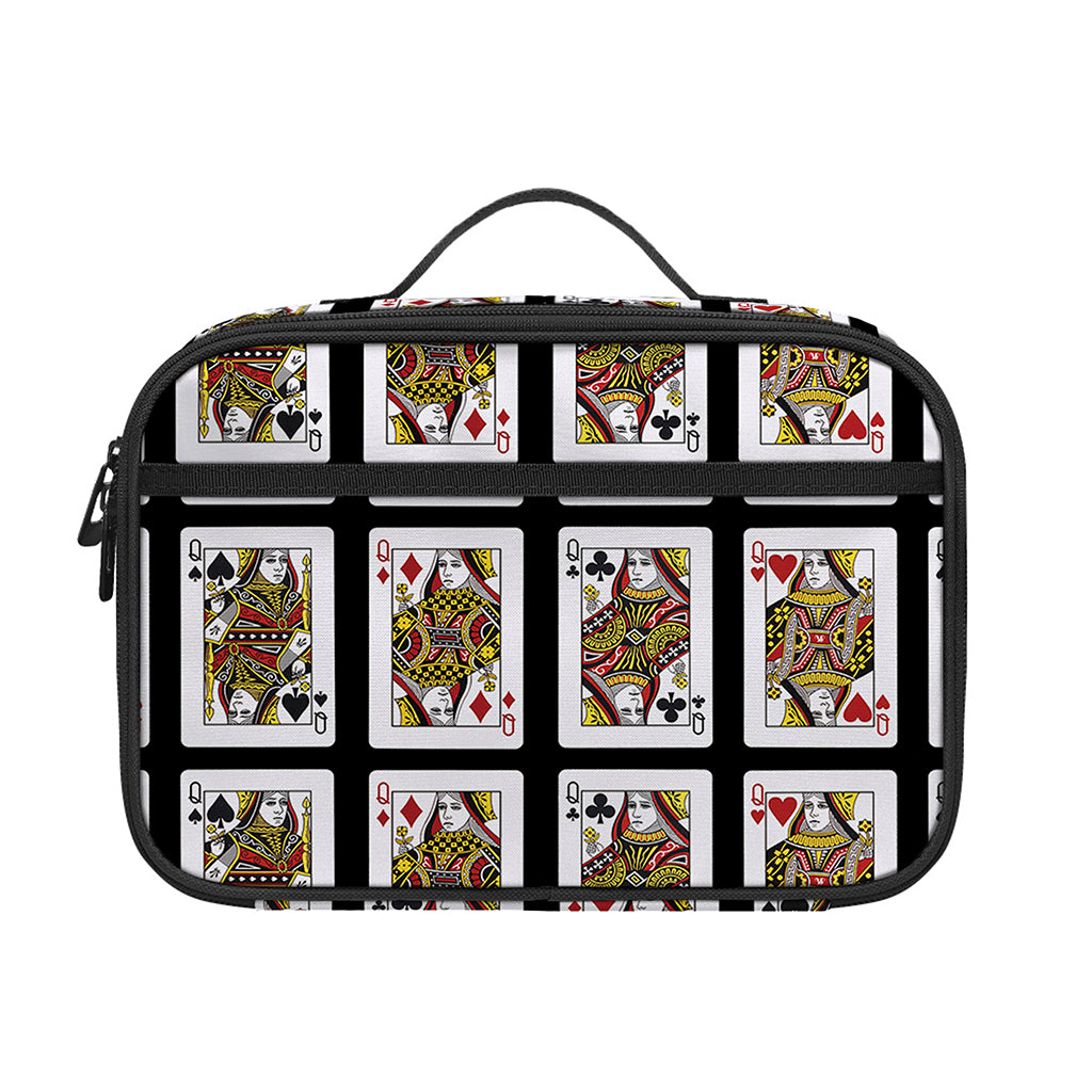Four Queens Playing Cards Pattern Print Portable Lunch Bag
