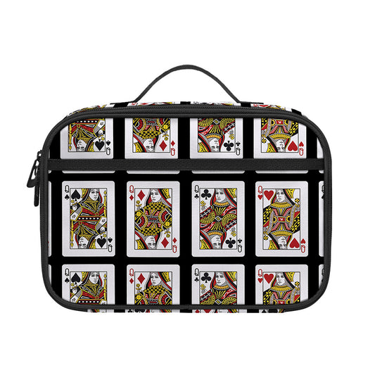 Four Queens Playing Cards Pattern Print Portable Lunch Bag