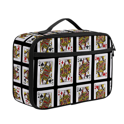 Four Queens Playing Cards Pattern Print Portable Lunch Bag