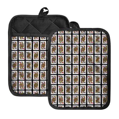 Four Queens Playing Cards Pattern Print Pot Holders With Pocket