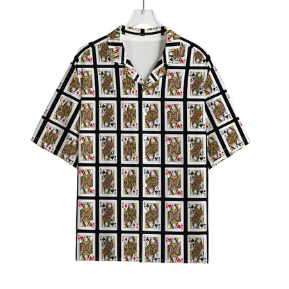 Four Queens Playing Cards Pattern Print Rayon Hawaiian Shirt