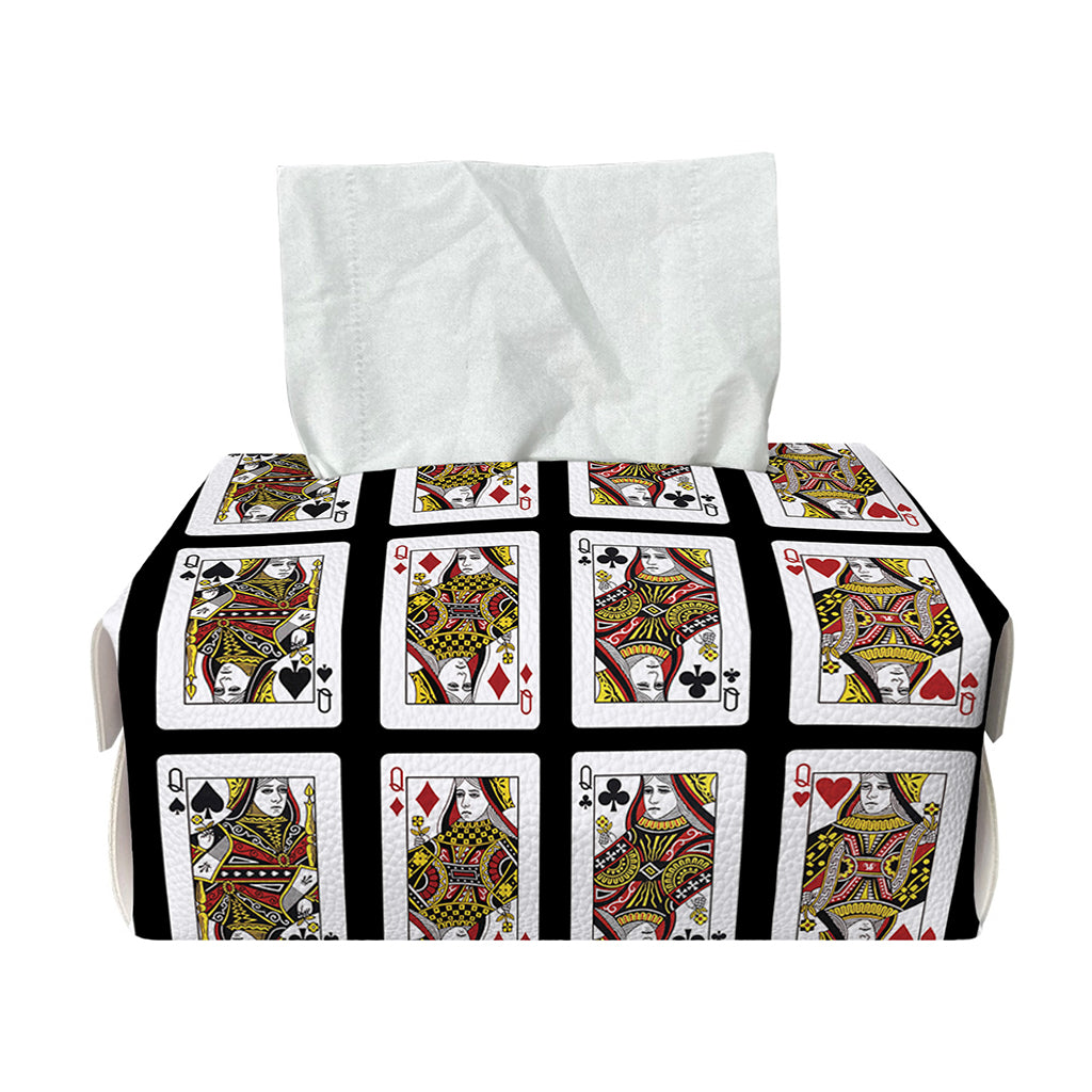 Four Queens Playing Cards Pattern Print Rectangle Tissue Box Cover