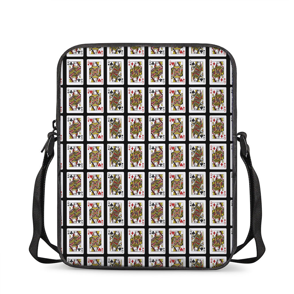 Four Queens Playing Cards Pattern Print Rectangular Crossbody Bag