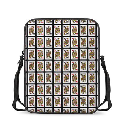 Four Queens Playing Cards Pattern Print Rectangular Crossbody Bag
