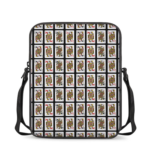 Four Queens Playing Cards Pattern Print Rectangular Crossbody Bag