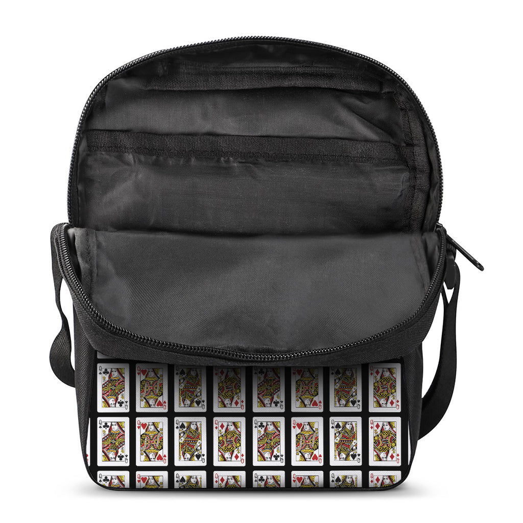 Four Queens Playing Cards Pattern Print Rectangular Crossbody Bag