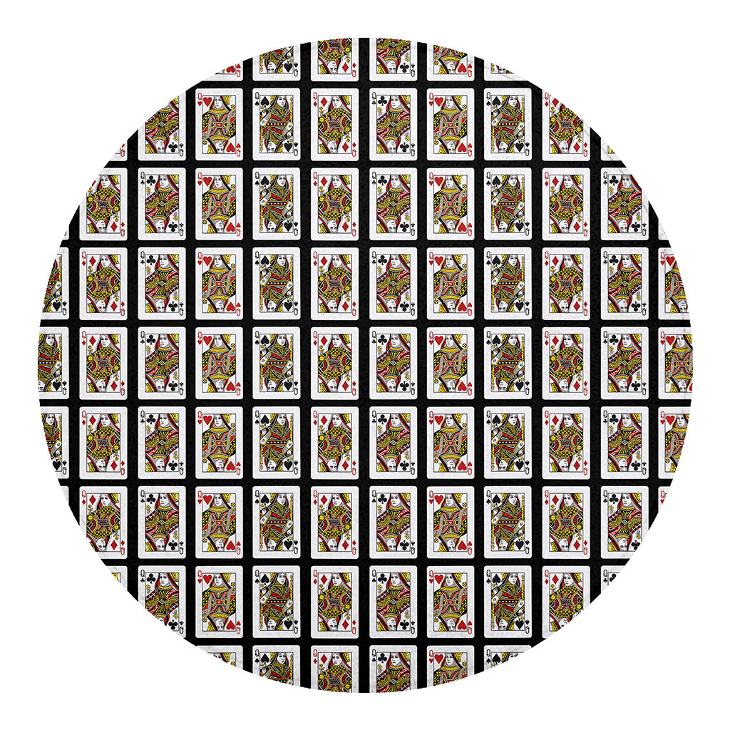 Four Queens Playing Cards Pattern Print Round Blanket