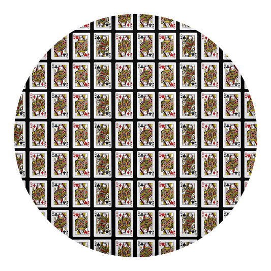 Four Queens Playing Cards Pattern Print Round Blanket