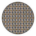 Four Queens Playing Cards Pattern Print Round Floor Mat