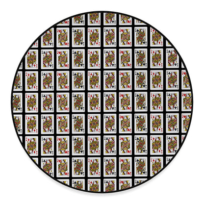 Four Queens Playing Cards Pattern Print Round Floor Mat