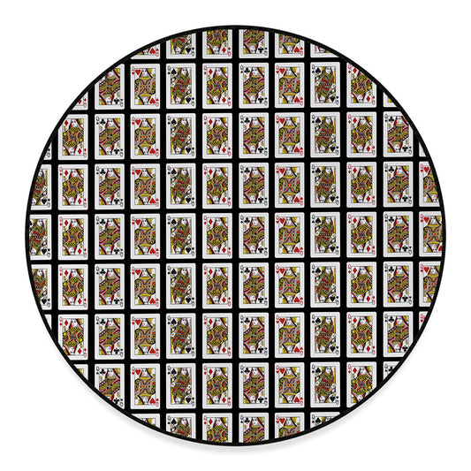 Four Queens Playing Cards Pattern Print Round Floor Mat