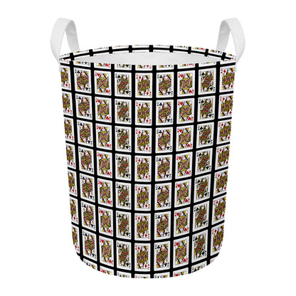 Four Queens Playing Cards Pattern Print Round Laundry Basket