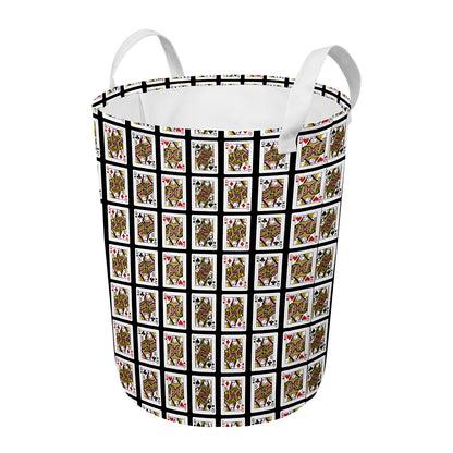 Four Queens Playing Cards Pattern Print Round Laundry Basket