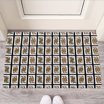 Four Queens Playing Cards Pattern Print Rubber Doormat