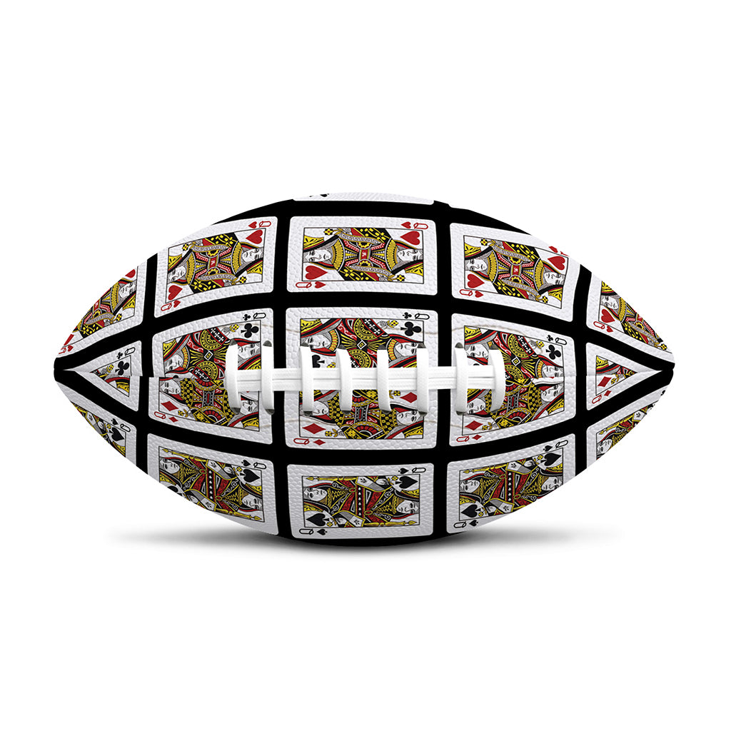 Four Queens Playing Cards Pattern Print Rugby Ball