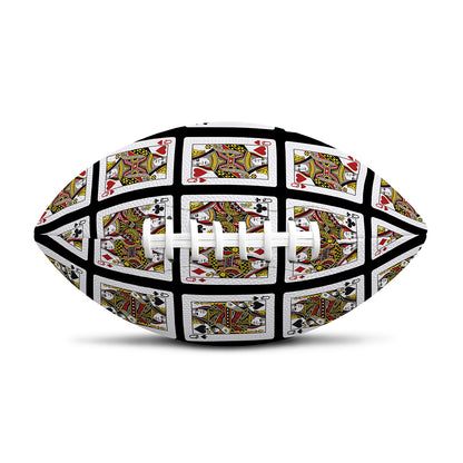 Four Queens Playing Cards Pattern Print Rugby Ball