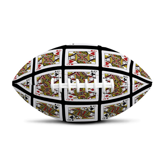 Four Queens Playing Cards Pattern Print Rugby Ball