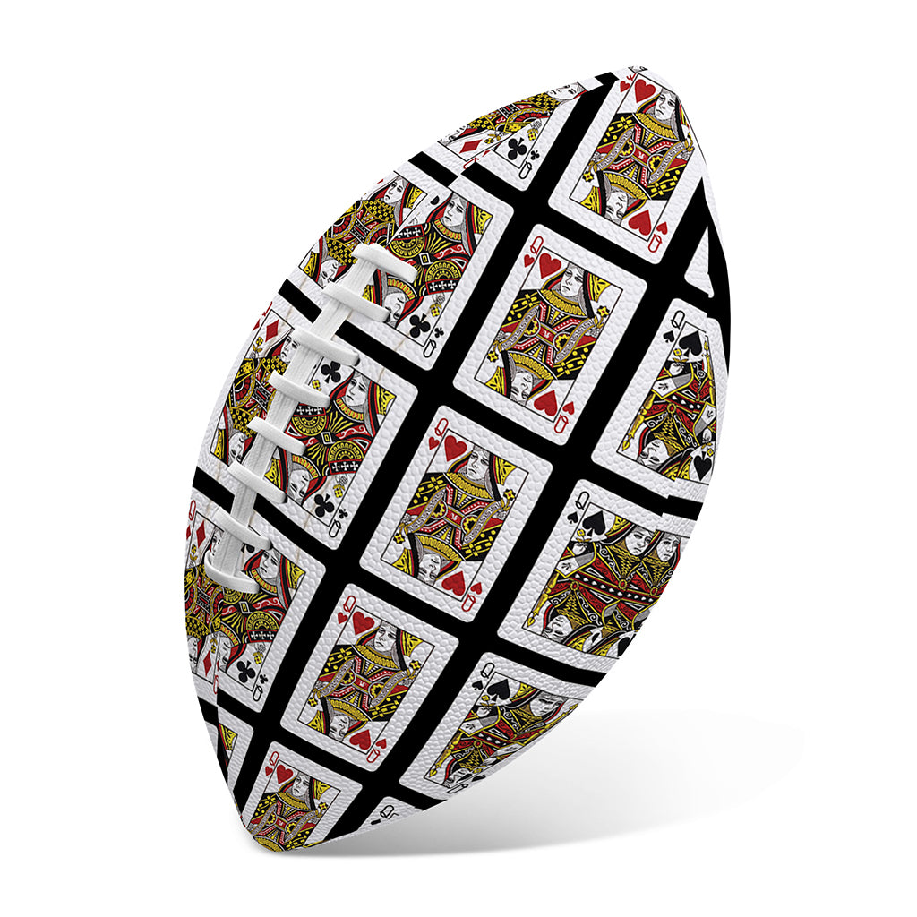 Four Queens Playing Cards Pattern Print Rugby Ball