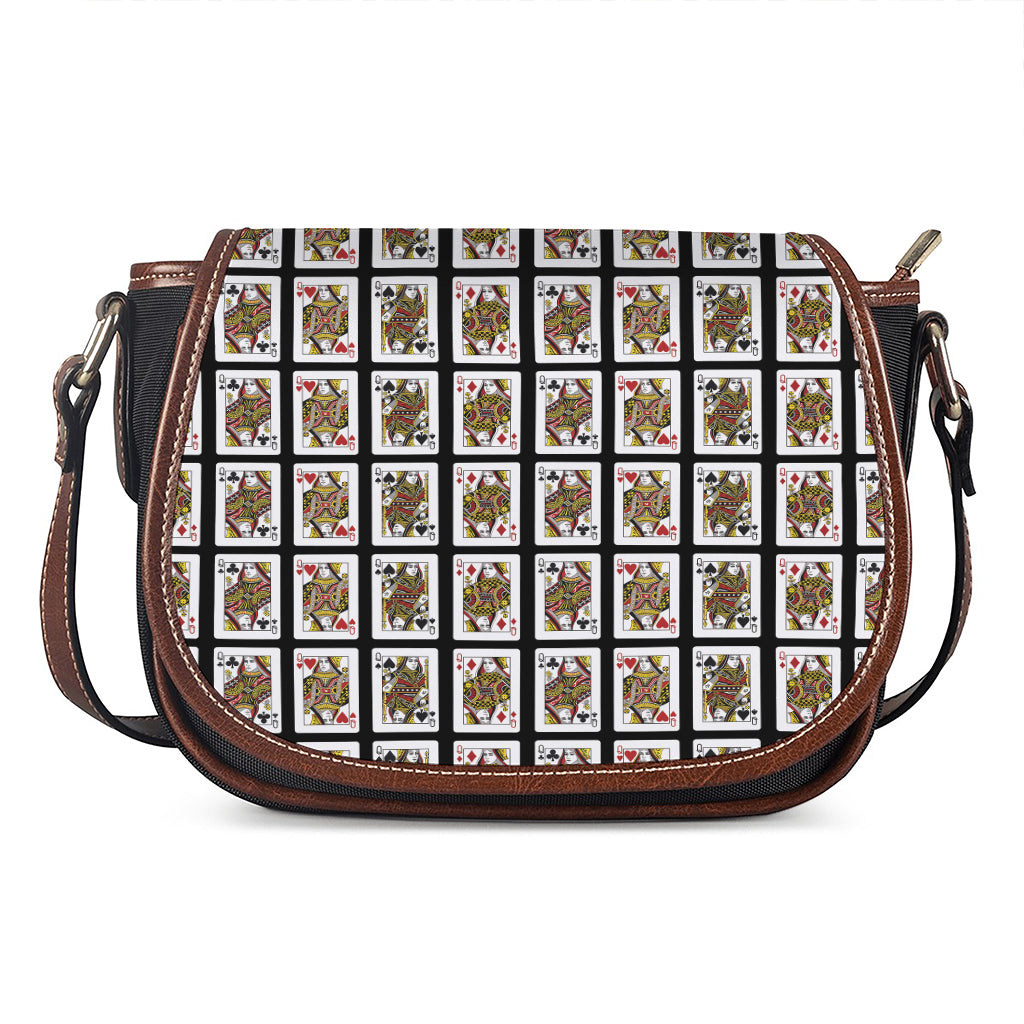 Four Queens Playing Cards Pattern Print Saddle Bag