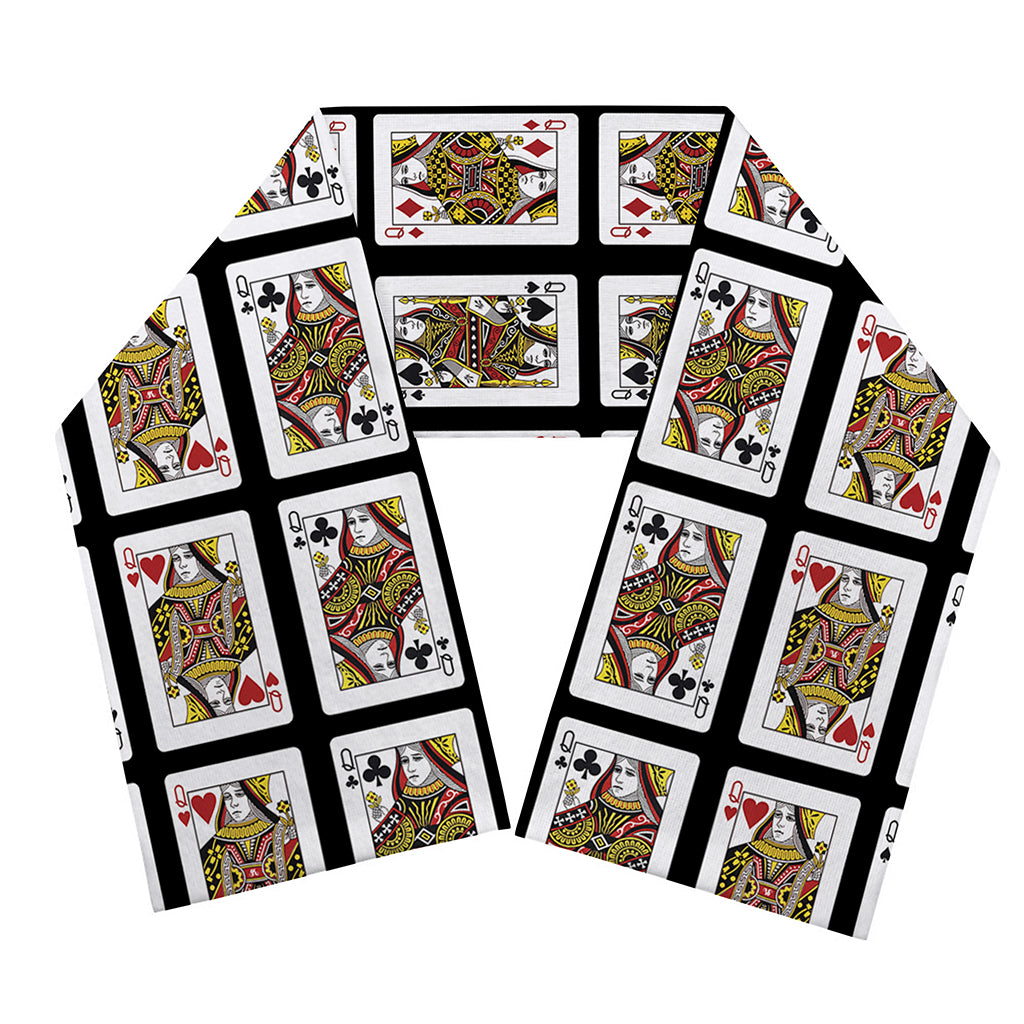 Four Queens Playing Cards Pattern Print Scarf