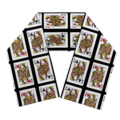 Four Queens Playing Cards Pattern Print Scarf