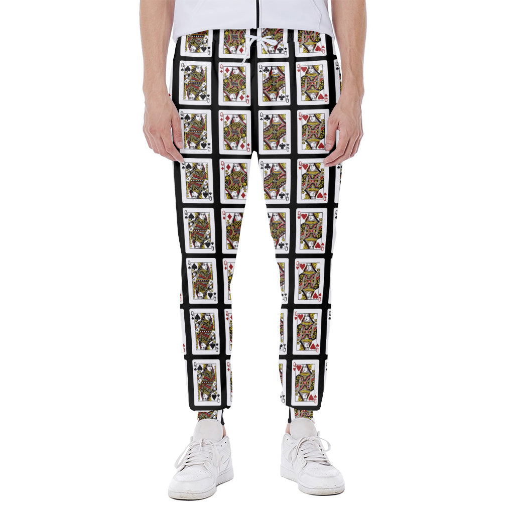 Four Queens Playing Cards Pattern Print Scuba Joggers